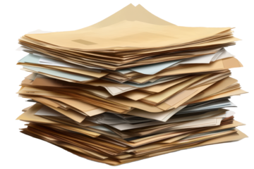 Stack of documents placed on a flat surface in a well-lit room, showcasing various types and colors of paper in an organized disarray
