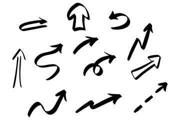 Set of Hand Drawn Arrows – Bold Black Doodle Direction Symbols