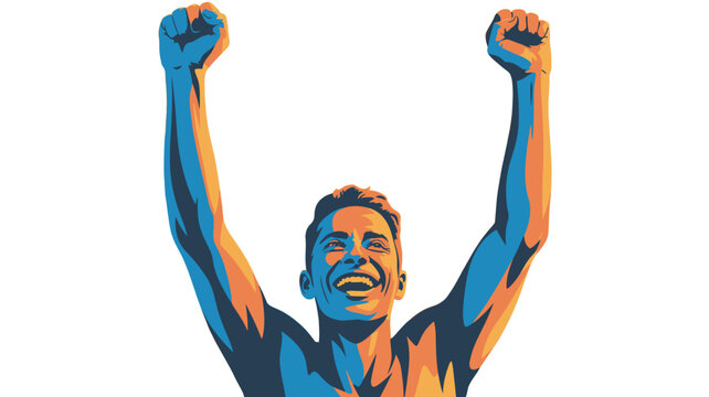 A person triumphantly raising their arms with joy.