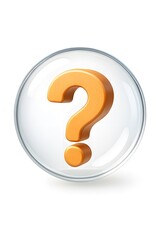 Naklejka premium Orange question mark inside a clear oval bubble