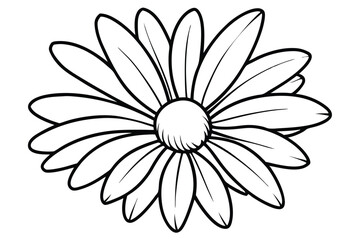 daisy black and white line art silhouette on white background