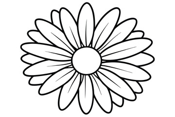 daisy black and white line art silhouette on white background