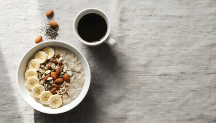 Healthy Breakfast Flat Lay with Copy Space for Wellness Design