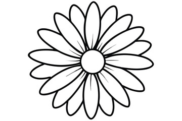 daisy black and white line art silhouette on white background