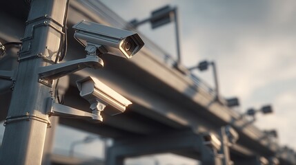 Traffic Surveillance Systems Monitoring Elevated Expressway Urban Environment Digital Content Aerial Viewpoint Technological Insights for Enhanced Road Safety