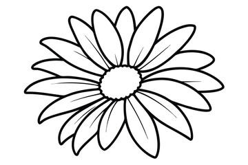 daisy black and white line art silhouette on white background