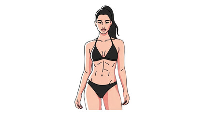 Fit Woman Illustration in Bikini for Summer Fitness and Body Positivity
