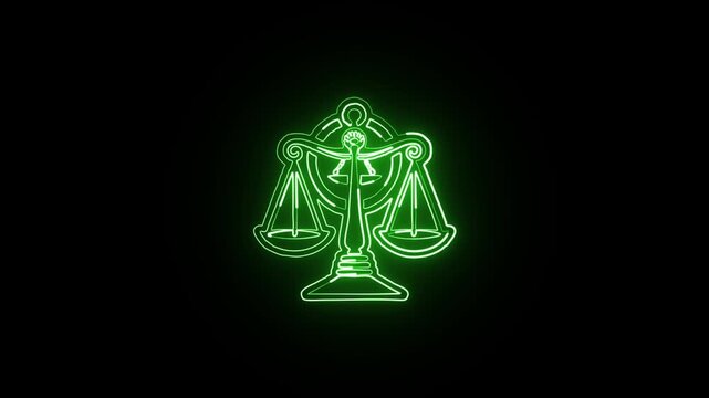 Glowing neon line Maat icon with animated feather. Egyptian goddess animation HD video isolated on black background.