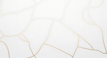 Kintsugi Inspired Minimalist Aesthetic Gold Veins on White Background