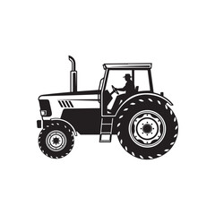 Classic tractor silhouette agricultural illustration