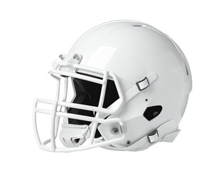 Fototapeta premium A gleaming white football helmet, a key element of the sport's safety equipment, isolated on black