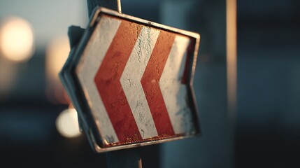 Obraz premium Traffic Sign with Realistic Soft Natural Light Standard Scale Perspective Urban Setting Signage Detail Directional Guidance Concept for Safe Travel Awareness