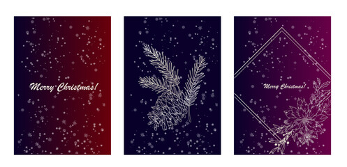 Christmas Card Design. Holiday Greetings Card. Merry Christmas and Happy New Year banner. Trendy vector illustration with Christmas decorations. Web design, social media banner, marketing, ads