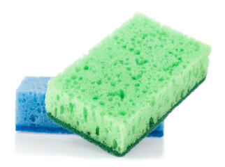 Dishwashing sponge isolated on white background.