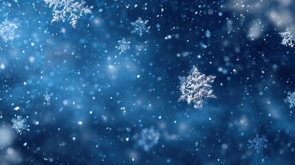 christmas blue background with snow snowflakes falling winter scene festive backdrop holiday theme