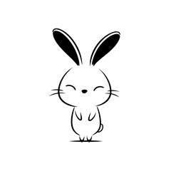 Obraz premium rabbit. rabbit simple black and white line art vector logo