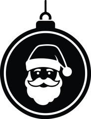 Vector Christmas ornament featuring Santa Claus face inside silhouette illustration