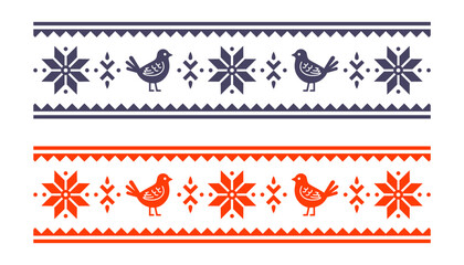 Traditional Russian ornament. Animal motifs. Flat illustration.