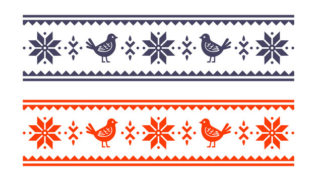 Traditional Russian ornament. Animal motifs. Flat illustration.