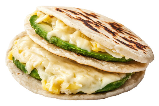 Savoring delicious arepas filled with melted cheese and fresh green ingredients from a vibrant street vendor in a bustling market during lunchtime