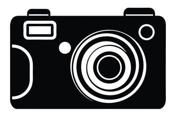 compact digital camera black and white silhouette 