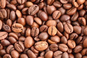 Coffee bean background, roast grain close up