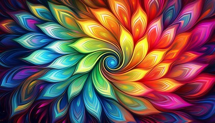 the merger of vibrant swirls of primary colors creates a kaleidoscope effect
