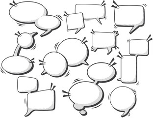 Comic speech bubble set illustration of chat and talk icons
