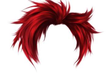 Bold and edgy red wig designed with vibrant colors and sharp angles, perfect for a striking fashion statement or creative costume