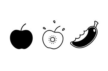 Vector illustration of ripe, fresh apple and cherry fruits with a green leaf, perfect for a healthy food **