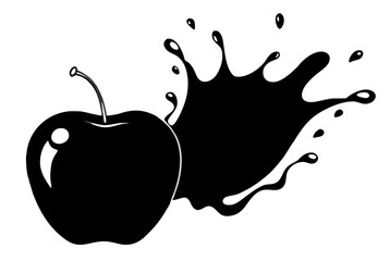 Natural splash of milk and red apple on a white background with green leaf, illustrating healthy fresh food icon