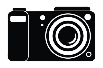 compact digital camera black and white silhouette 
