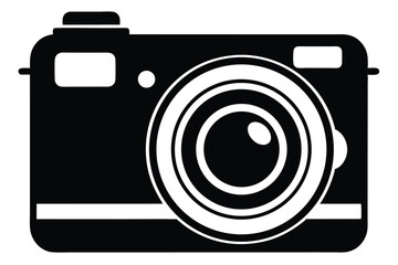 compact digital camera black and white silhouette 