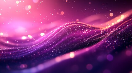 Fototapeta premium Warm gradient of pink, orange and gold bokeh lights on glitter surface. Abstract dreamy background with glowing sparkles and soft blur, ideal for creative design