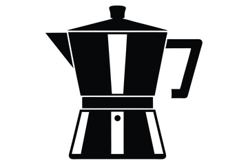 coffee maker black and white silhouette line art on white background