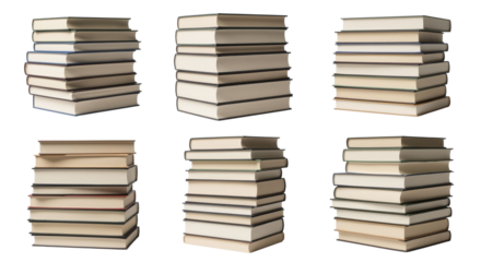 Multiple stacks of textbooks illustrating knowledge, learning, and information