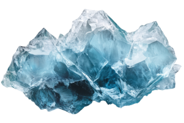 Unique glacial ice fragment with stunning texture and blue hues resting on a surface