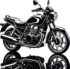 Black and White Motorcycle with Reflection bike cruiser