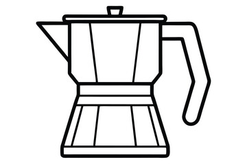 coffee maker black and white silhouette line art on white background