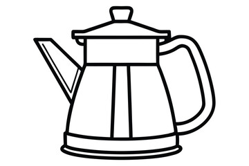 coffee maker black and white silhouette line art on white background