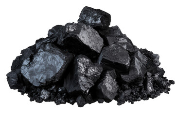 Fototapeta premium Texture of black coal revealed in a pile showcasing various sizes and shapes in a natural setting