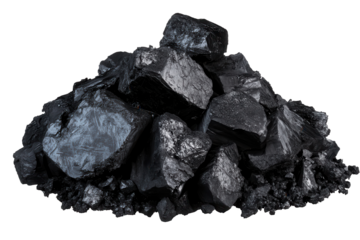 Texture of black coal revealed in a pile showcasing various sizes and shapes in a natural setting