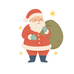 Santa Claus Carrying Sack of Christmas Gifts
