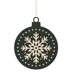 Fototapeta premium Black Ornament with White Snowflake Motif