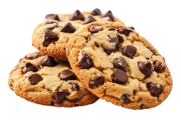 Freshly baked chocolate chip cookies stacked for a delicious treat or snack at home, warm and gooey, ready to enjoy any time of day or night with friends or family