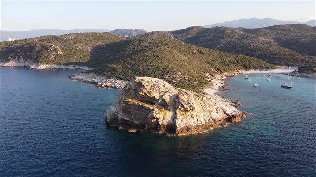 Aerial view of Punta Cavallata, Cap Corse, Corsica, France.