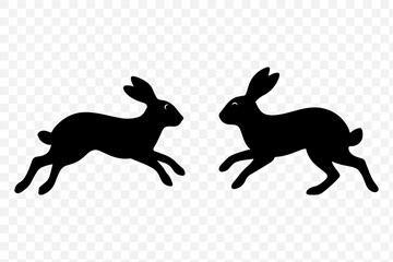 Two Black Rabbit Silhouettes Running