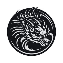 Tribal Dragon Head Circle Tattoo Design Vector