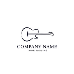 Guitar logo design with company name and tagline.