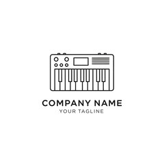 Minimalist black and white logo featuring a synthesizer keyboard, perfect for music production.